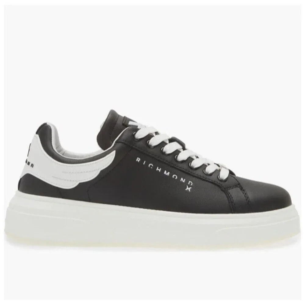 John Richmond 20007 CP Sneakers Low Platform Casual Leather Black Men’s Sz 6